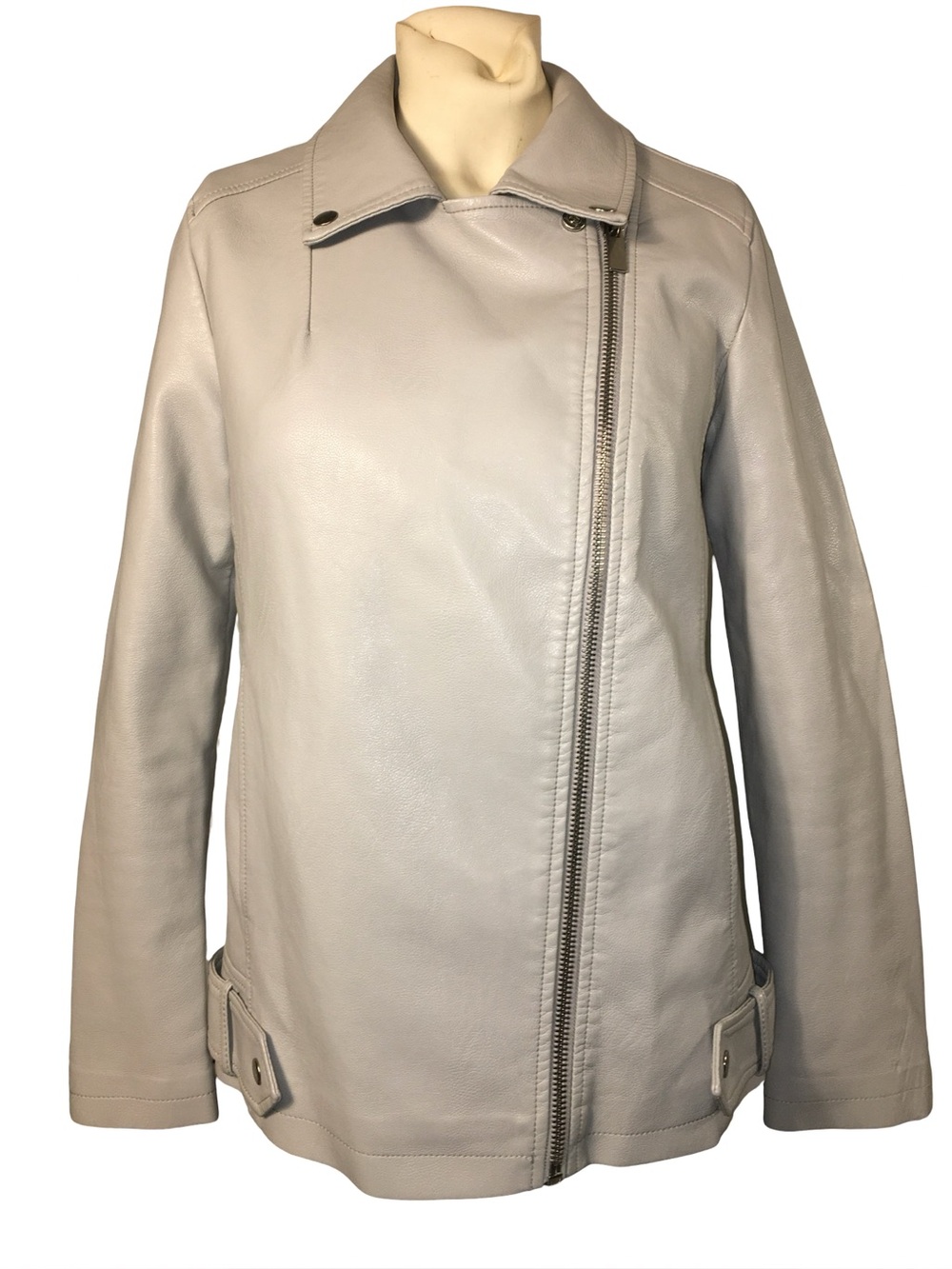 Forever 21 Light Gray Faux Leather Moto Jacket